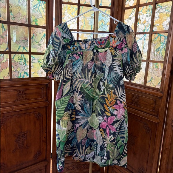 NWOT Johnny Was Tropical Stitched Boho Dress Sz L - Picture 3 of 3